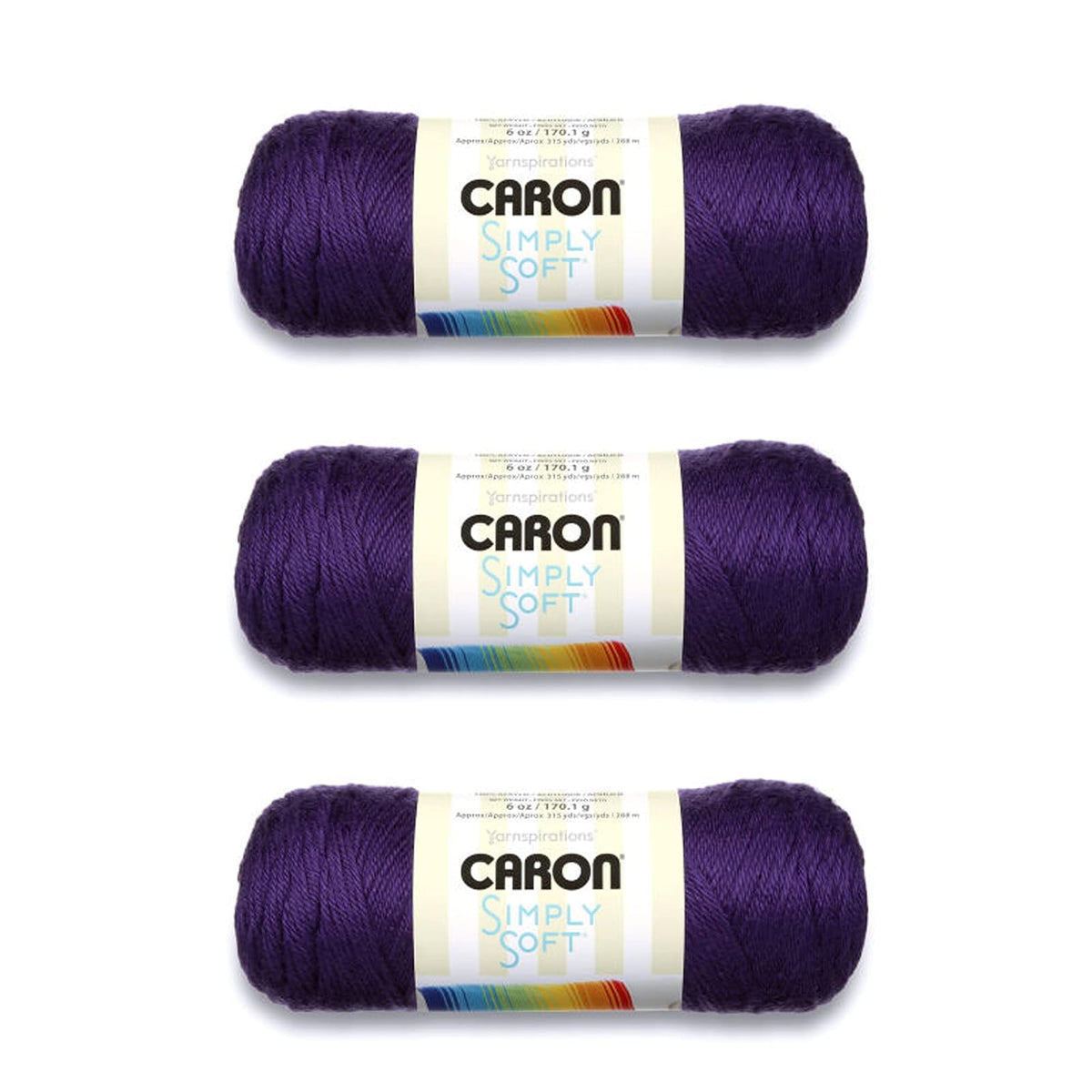 Caron Simply Soft Estambre Acrílico Suave, Calabaza, Paquete de 3 - Morado