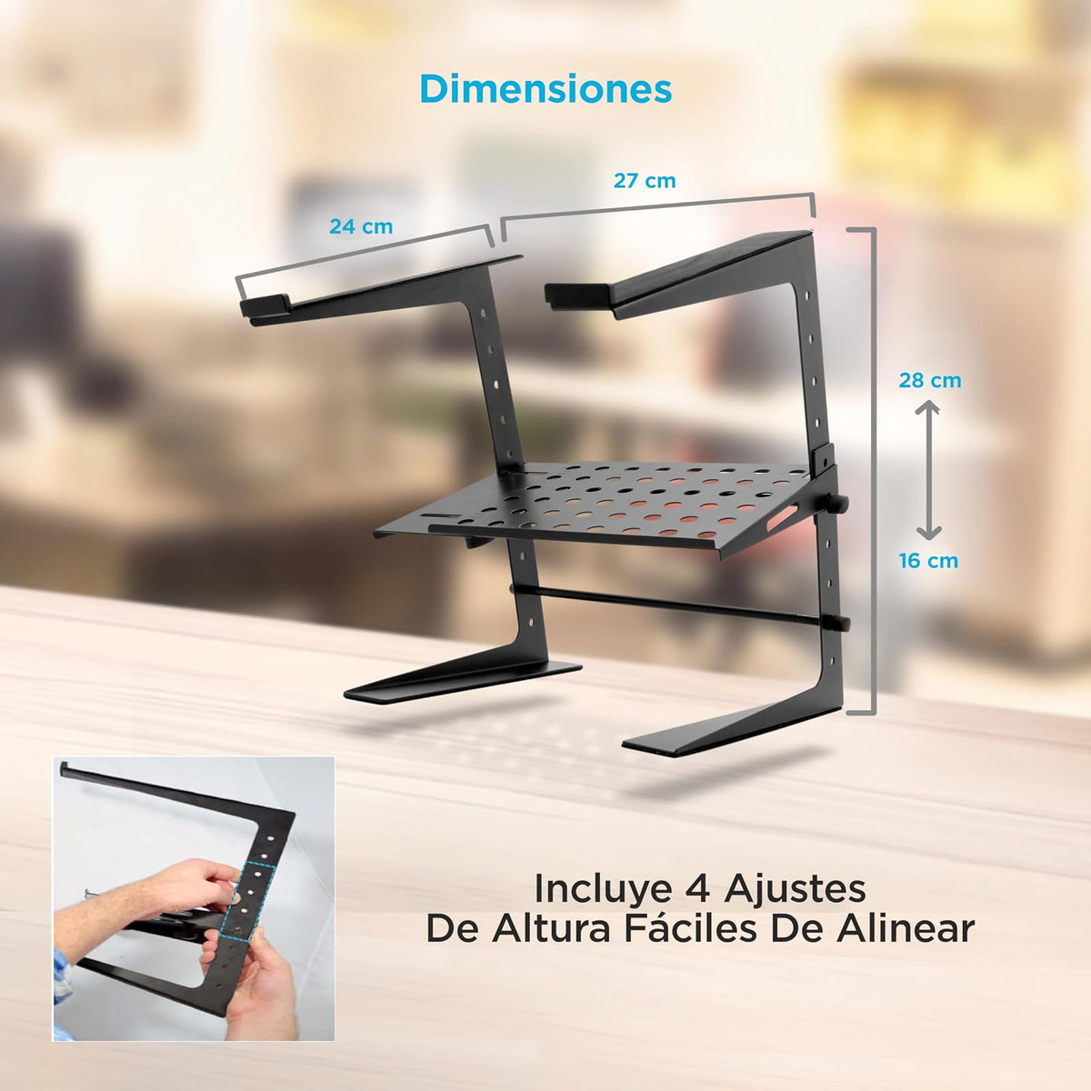 Pyle Soporte para Laptop Ajustable Portátil - Base para Monitores de 6.3 a 10.9 Pulgadas Ideal para Trabajo, Gaming y Oficina
