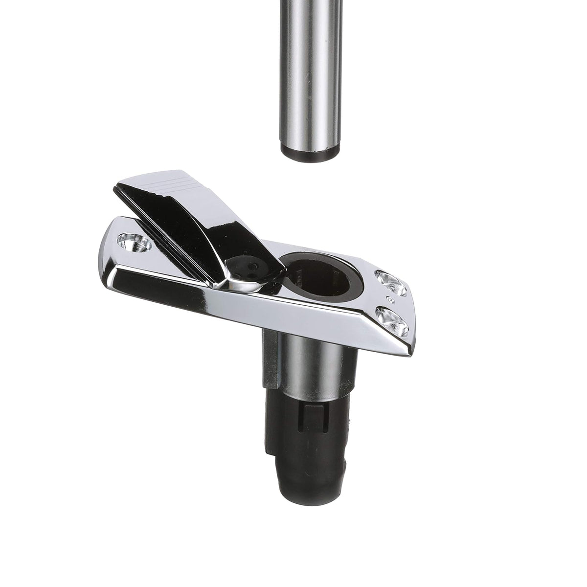 Attwood 911339-7 Base rectangular de 2 pines para poste de luz en ángulo de 12 grados, cubierta giratoria, acabado Zamak, 4 pulgadas x 1 5/8 pulgadas