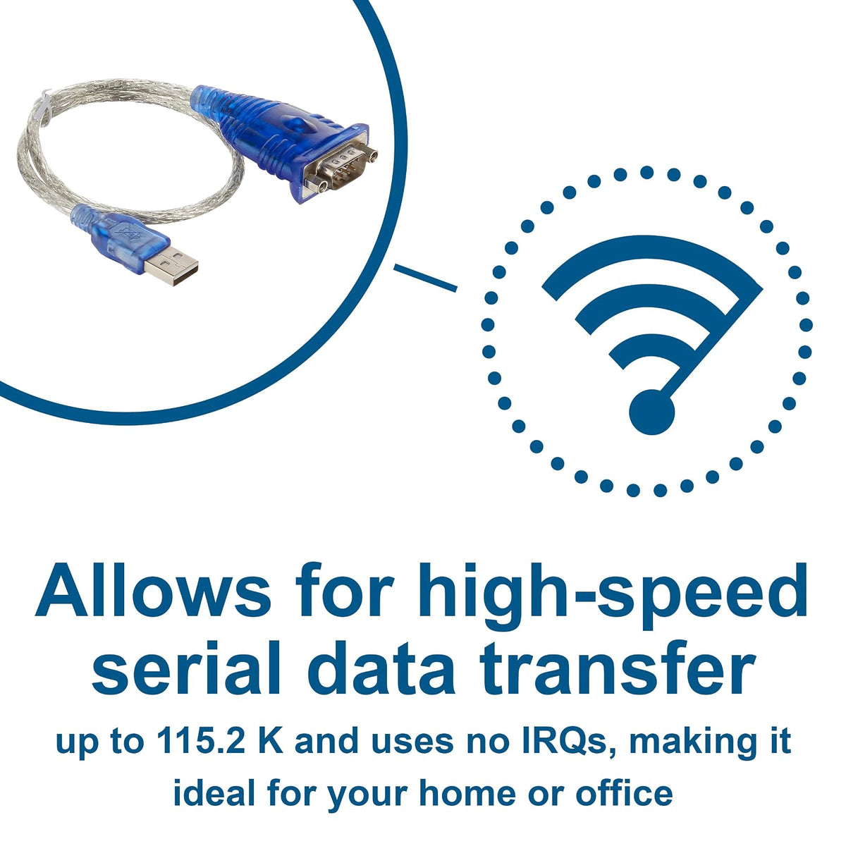 C2G 26886 USB to DB9 Serial RS232 Adapter Cable, Blue (1.5 Feet, 0.45 Meters)