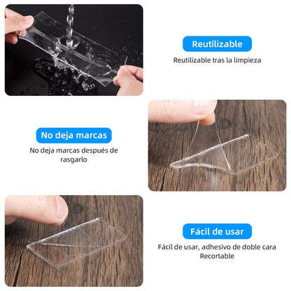Nano cinta adhesiva reutilizable 300CM, KIPERLINE cinta adhesiva de doble cara de 5 cm más gruesa y ancha, resistente, lavable y antideslizante para paredes, cocinas, alfombras, fijación de fotos.