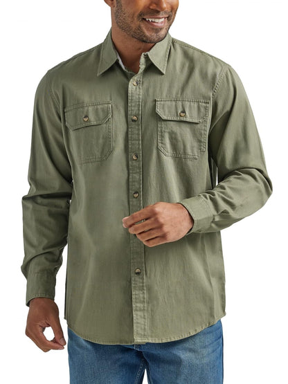 Wrangler Authentics Camisa Tejida de Manga Larga para Hombre - Burnt Olive - CH