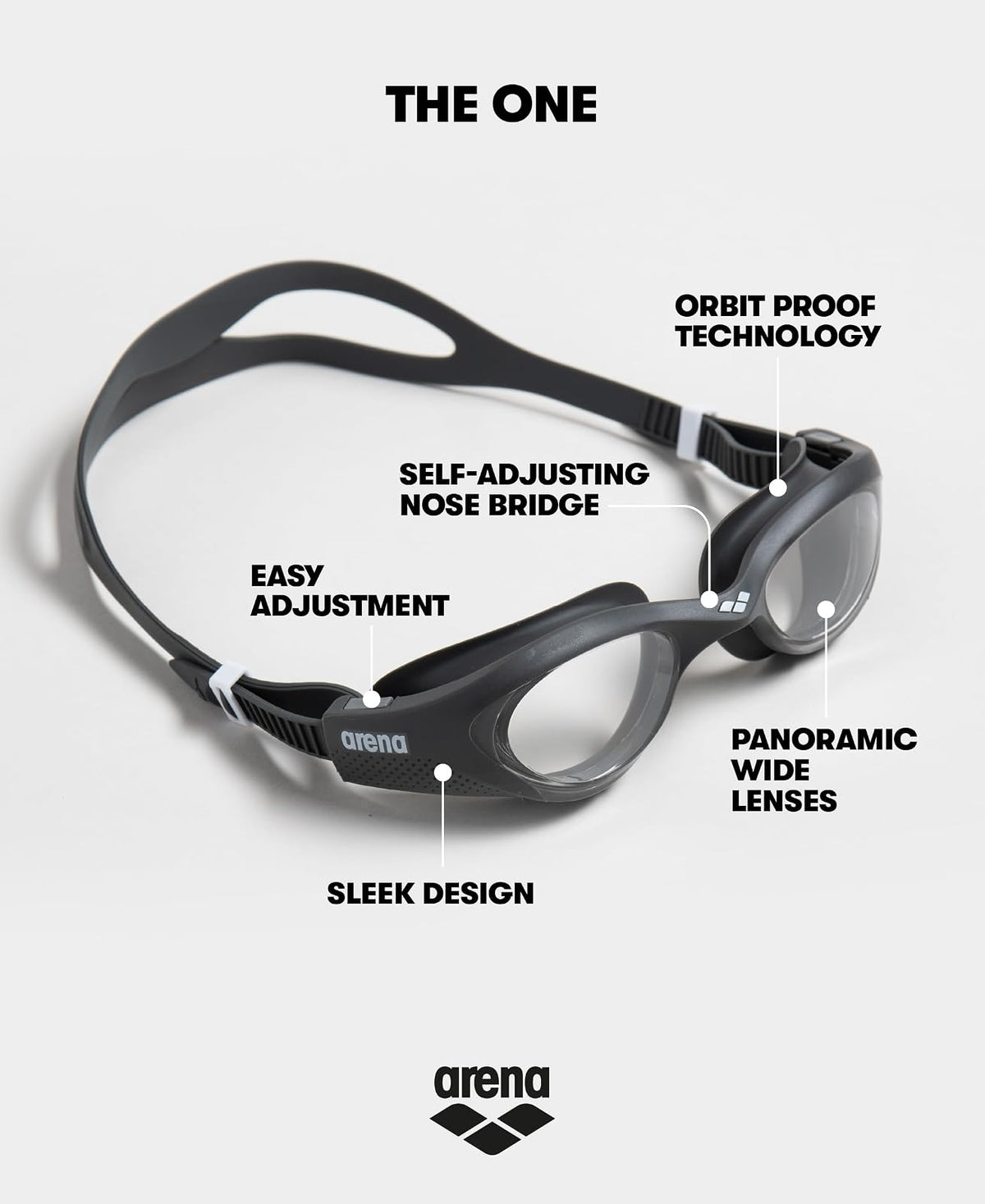 Arena The One 001430 - Gafas de natación para Hombres y Mujeres, Color Blanco Ahumado Claro, Lente no Espejo