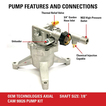 Simpson - Bomba de Repuesto para cámara axial de Limpieza Horizontal (8,6 CAH12 A 3000 PSI @ 2,4 GPM con Cabeza de Aluminio), Vertical, 3000 PSI