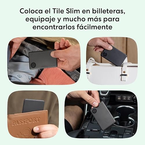 Life360 Tile Slim - Localizador Bluetooth para Carteras, Etiquetas de Equipaje, pasaportes y más. Compatible con iOS y Android. Paquete de 2 (Negro)