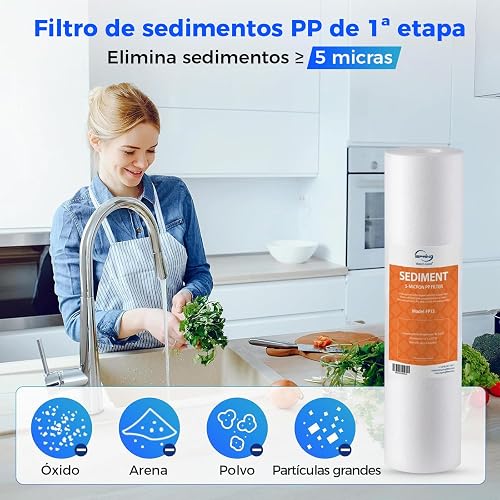 iSpring F9K Filtro de Repuesto para Ósmosis Inversa Alcalina de 6 Etapas | Juego de cartuchos para 1 año. Sin membrana. Compatible con sistemas RO alcalinos. Filtro Alcalino