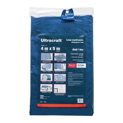 Ultracraft LU-4050, Lona 4.0 x 5.0 m Color Azul con protección Ultravioleta