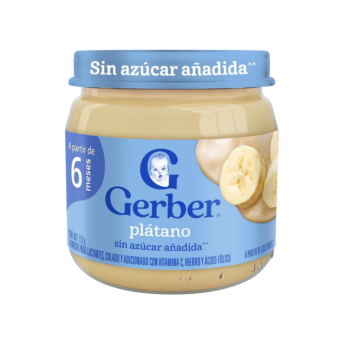 Nestlé Baby Me Papilla GERBER Cosecha Natural Etapa 2 Platano 113 g, Paquete de 24