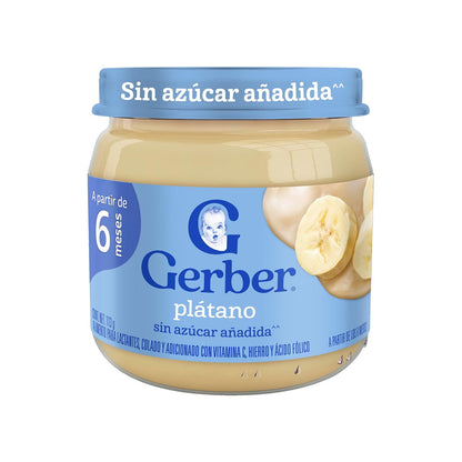 Nestlé Baby Me Papilla GERBER Cosecha Natural Etapa 2 Platano 113 g, Paquete de 24