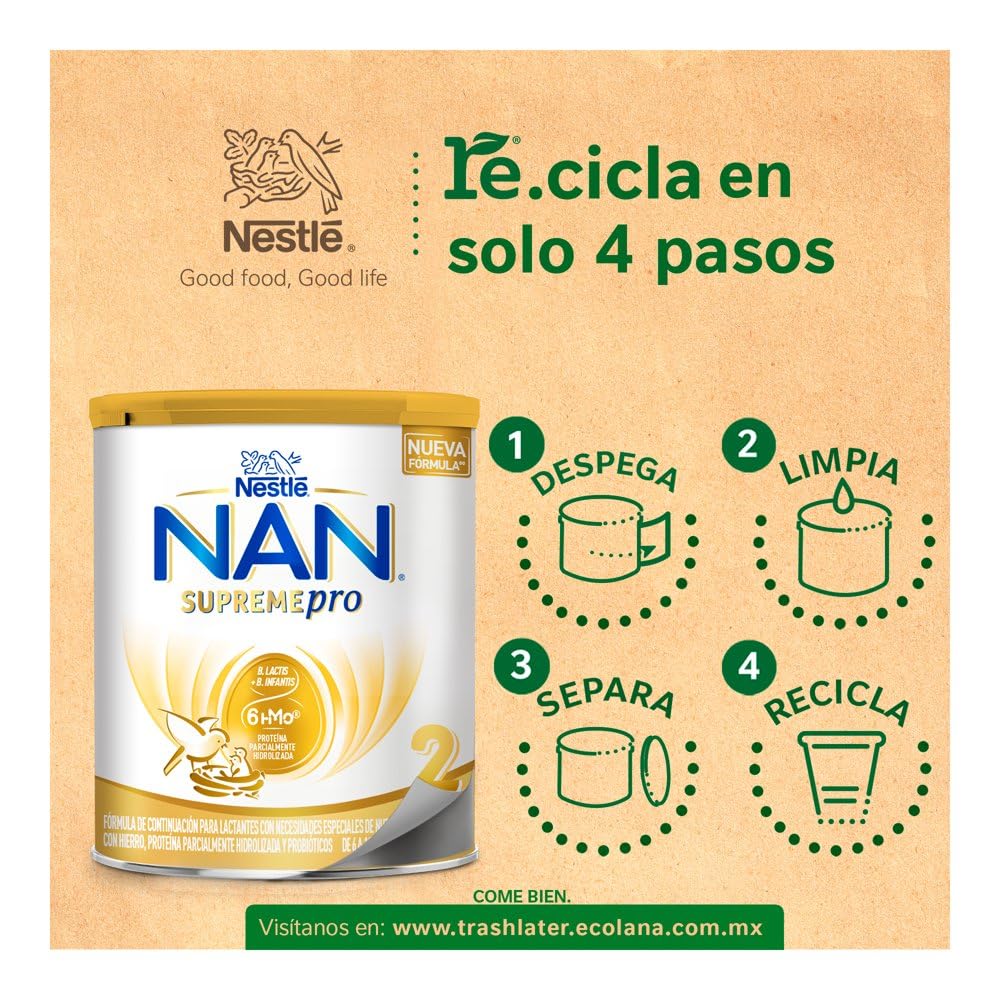 NAN 2 Supreme Pro Fórmula de Continuación 6-12 Meses Pack Lata 800 g + Lata 400 g