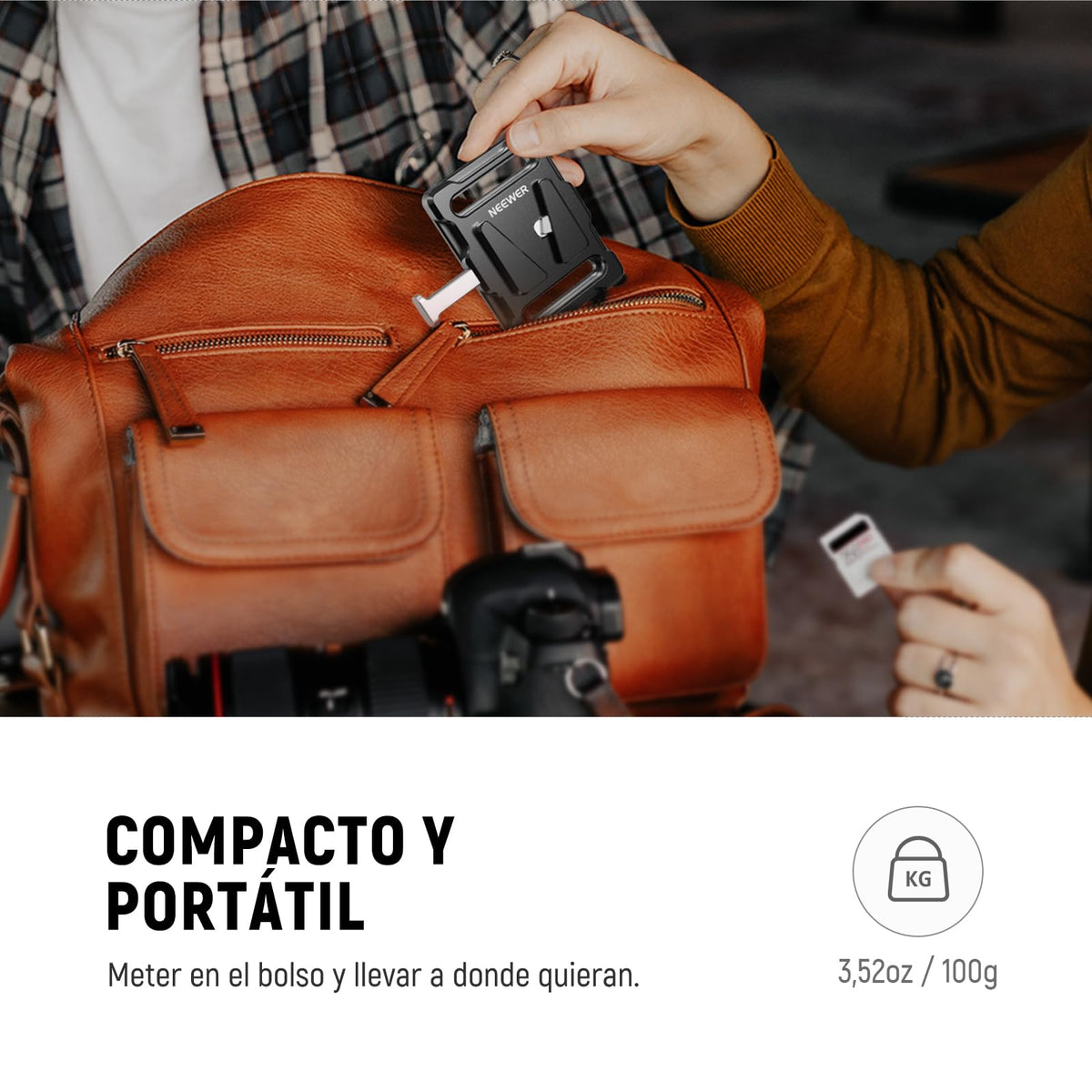 NEEWER Mini Placa de Batería con Montaje en V con Abrazadera Súper Cangrejo y Bloqueo QR para Trípode de Luz C Soporte Gimbal Columna y Varilla de 15mm,Compatible con FXLION Sony Batería,PS005