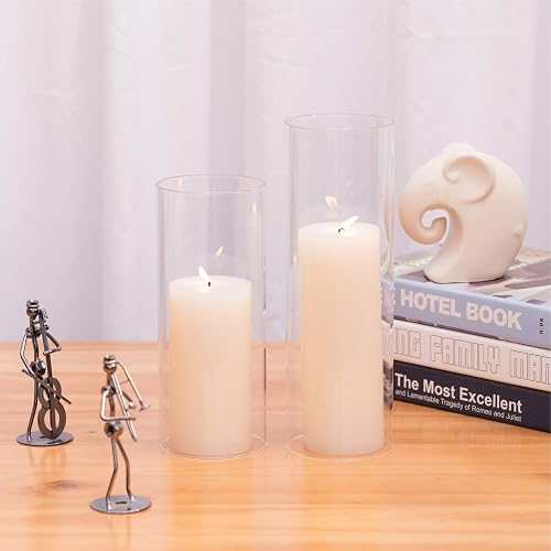 WGVI Hurricane - Funda para Velas, Ancho de 4 Pulgadas, Altura de 8 Pulgadas, portavelas cilíndrico de Vidrio Transparente, Tubo de Chimenea, visualización de Vela de Extremo Abierto, 1 Pieza