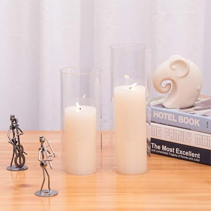 WGVI Hurricane - Funda para Velas, Ancho de 4 Pulgadas, Altura de 8 Pulgadas, portavelas cilíndrico de Vidrio Transparente, Tubo de Chimenea, visualización de Vela de Extremo Abierto, 1 Pieza