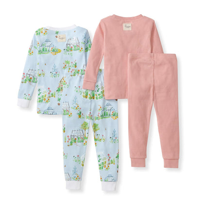 Burt's Bees - Pijama de algodón orgánico para bebé, 2 Piezas | Pijama suave, acogedor y cómodo con puños acanalados elásticos y estampados pintados a mano para hacer que la hora de dormir