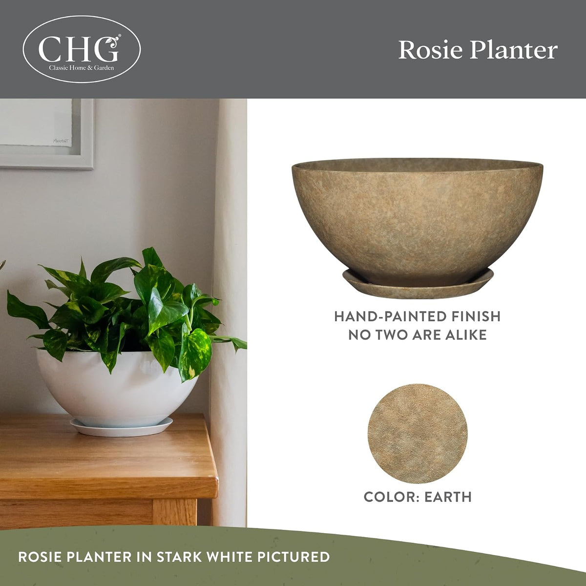 Classic Home and Garden 9010D-188T - Macetero Rosie de 10 Pulgadas, Tierra