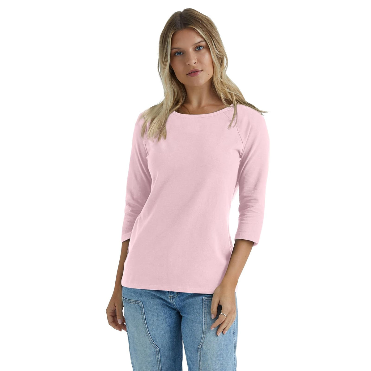 Hanes Playera con Manga a 3/4 Mujer - Tela elástica, Cuello Redondo