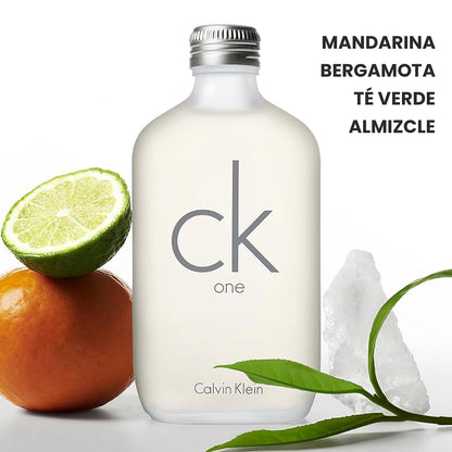 CALVIN KLEIN, Fragancia Unisex, CK One Eau de Toilette, Fragancia Fresca, Cítrica y Floral, Aromas de Bergamota, Té Verde y Almizcle, 100 ml