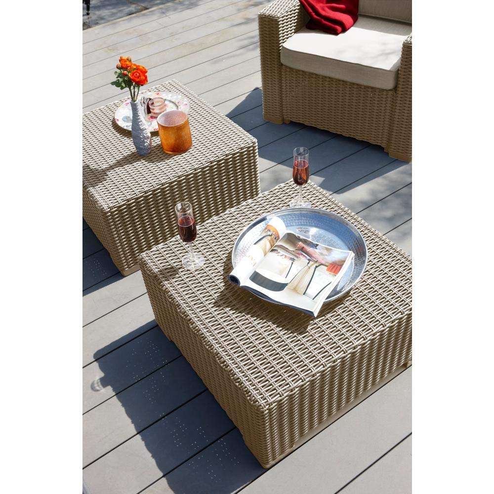 Keter California - Sofá de Patio con Cojines, Mesa para café, Capuccino, Mesa para café