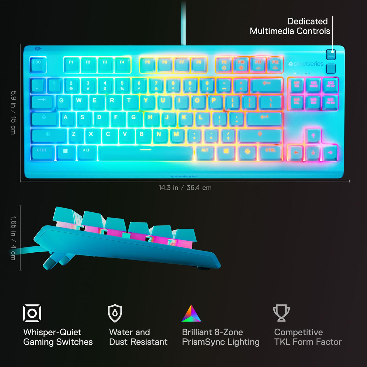 SteelSeries Teclado Mecánico Apex 3 TKL Color Aqua