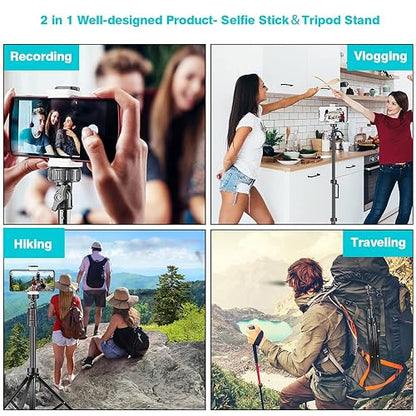 UBeesize Soporte de Trípode para Teléfono de 67'' y Selfie Stick Todo en Uno - Profesional Con Control Remoto Inalámbrico y Soporte Móvil