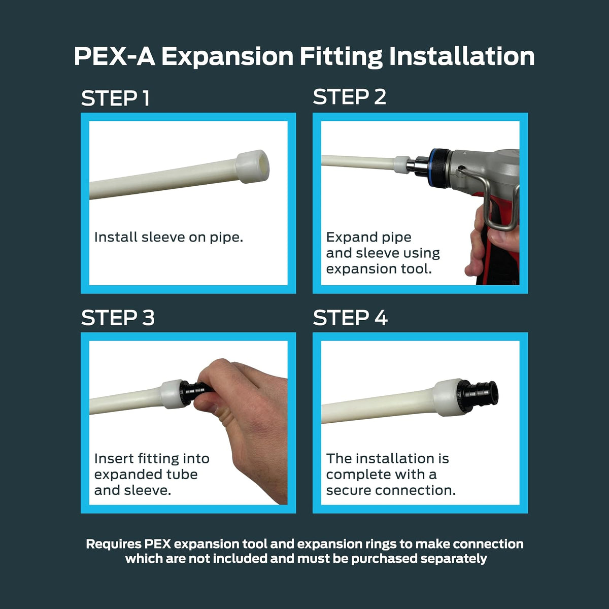 SharkBite UA518A5 - Tapón de expansión de Polietileno de 3/4 Pulgadas para tubería PEX-A, Paquete de 5, Accesorios de fontanería de plástico, Enchufe de Extremo para tubería PEX-A