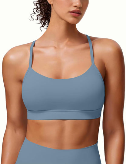 MIRITY Brasier Deportivo Acolchado con Espalda en Y para Mujer, Espalda Cruzada y Tirantes Delgados de bajo Impacto para Yoga y Entrenamiento