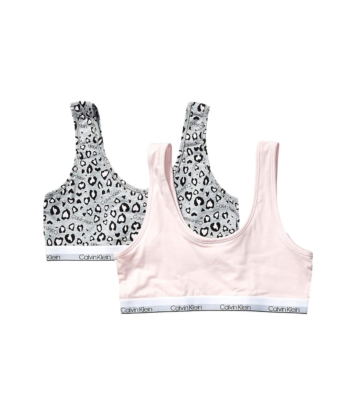 Calvin Klein Brasier Tipo Bralette de Algodón para Mujer - G - Paquete de 2 – Ck Leo Heather, Crystal Pink