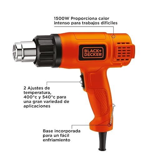 BLACK+DECKER Pistola de Calor Eléctrica, 1500W, Tipo Pistola Portátil, HG1500