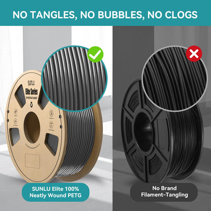 SUNLU - Filamento oficial Elite PETG de 1,75 mm - 1 kg (2,2 libras), filamento de impresora 3D fuerte, precisión dimensional de 1,75 mm +/- 0,02 mm, 320 metros, gris