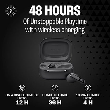 JBL Live Beam 3 Audífonos Inalámbricos NC Bluetooth, Drivers de 10mm, Reproducción 48 Horas, Pantalla Táctil - Negro