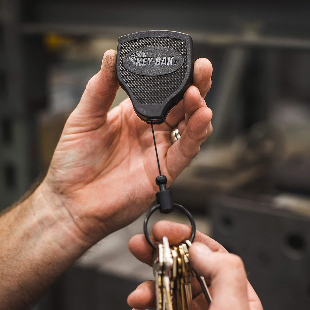 KEY-BAK Schlüsselrolle stabil Kevlarseil bis zu 15 Schlüssel mit Clip, schwarz, KB Super 48, 3.2x12.1x18