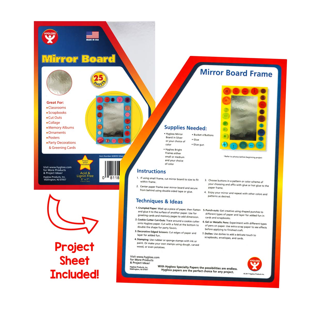 Hygloss Products Inc. Mirror Board 5 X 7 25 Sheets by Hygloss
