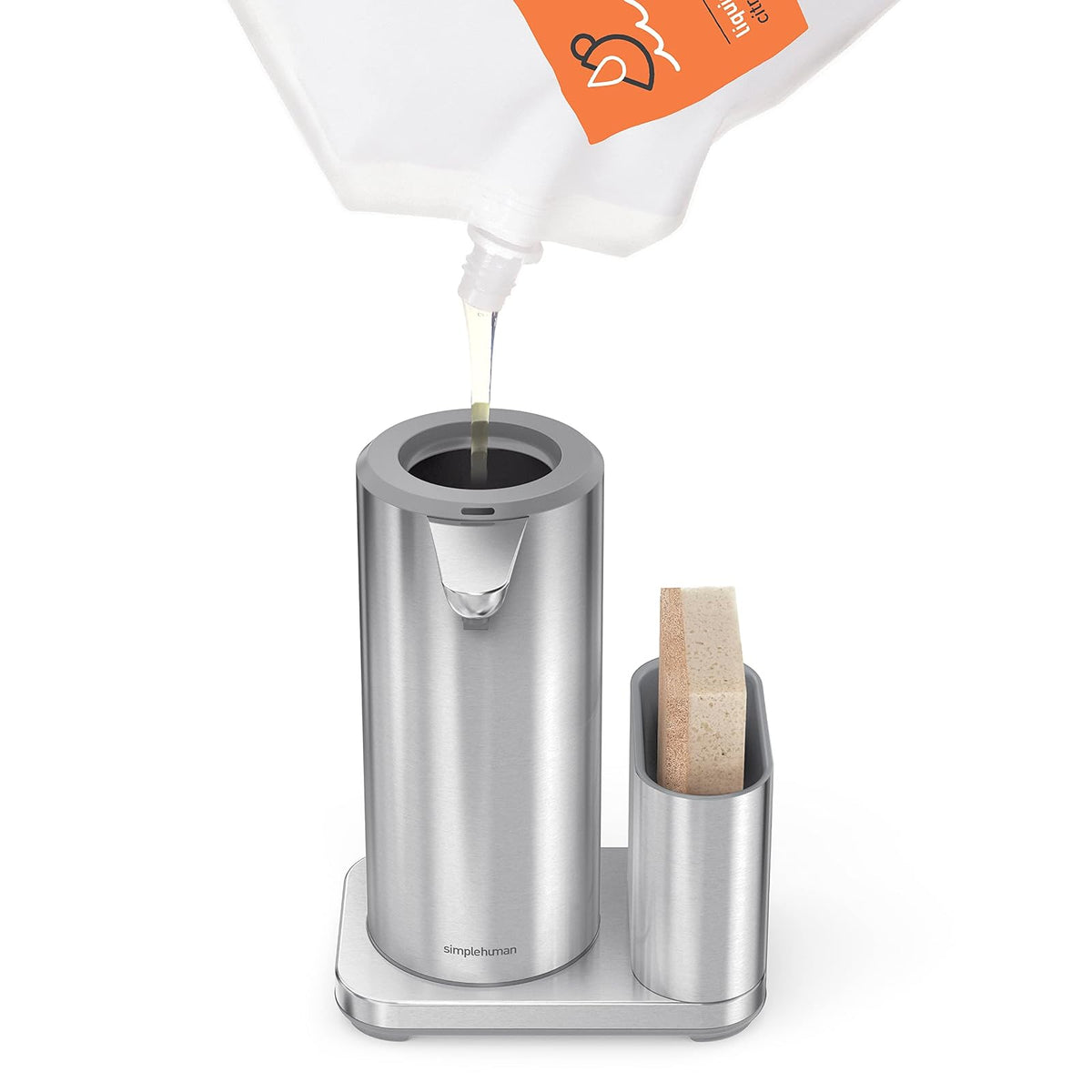 simplehuman Bomba de Sensor de líquido de 14 onzas con Caddy, Acero Inoxidable Cepillado de Alta Calidad