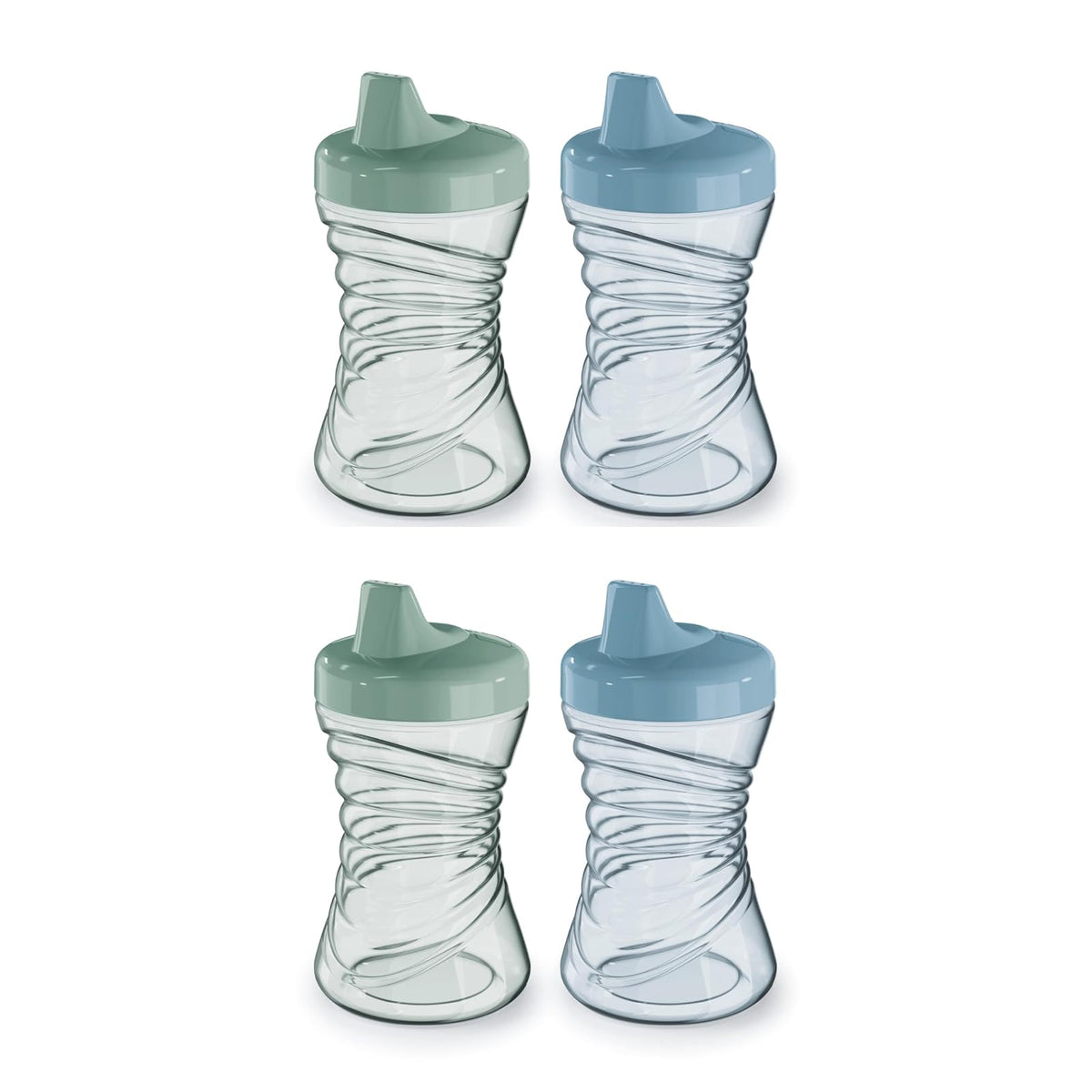 NUK First Choice Fun Grips Taza de Popote 10 oz Paquete de 3 - Boquilla dura - 1 Count (Pack of 4) - azul y verde
