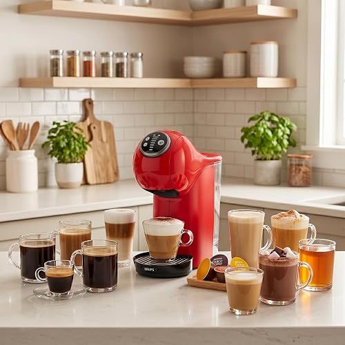 Krups Cafetera Dolce Gusto Genio S Plus Roja KP3405MX | Máquina de cápsulas, más de 30 bebidas, rápida y compacta, función Espresso Boost