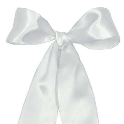 Morex Cinta de satén con alambre, envoltura de regalo, decoración de Navidad y boda, cintas de seda para manualidades y arreglos florales, 1-1/2 pulgadas por 10 yardas, blanco