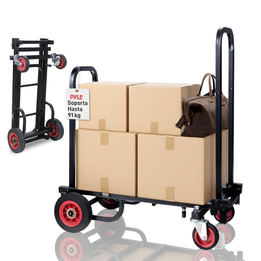 Pyle Carro de Mano 8 en 1 Ajustable Profesional, Capacidad de 150kg, Carro de Plataforma Plegable y Ligero, Ideal para Equipaje, Mudanzas, Almacenes y Envíos, Se Extiende de 64 cm a 101 cm