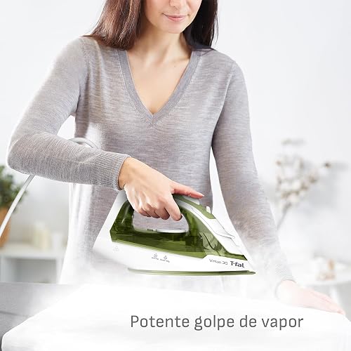 T-fal Plancha de Vapor Virtuo 30 Forest FV2C44U0 | Suela de cerámica para fácil deslizamiento, 1400 W de potencia, calentamiento rápido de 30 segundos