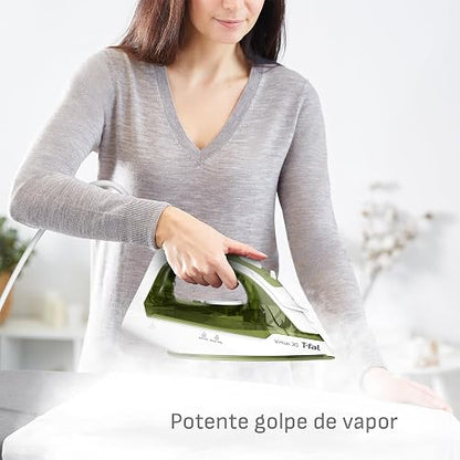 T-fal Plancha de Vapor Virtuo 30 Forest FV2C44U0 | Suela de cerámica para fácil deslizamiento, 1400 W de potencia, calentamiento rápido de 30 segundos