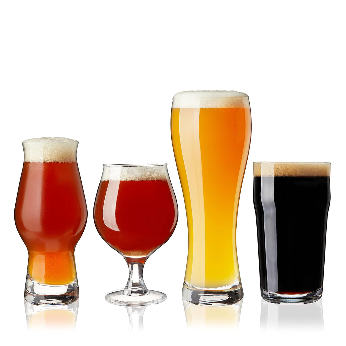 True Vasos de Cerveza Tulipán con Tallo, Juego de 4, 15 oz - Kit de cata de cerveza