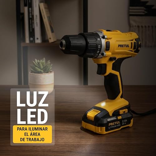 PRETUL TALI-20P2K, Kit taladro/destornillador 1/2", 20V con 32 accesorios
