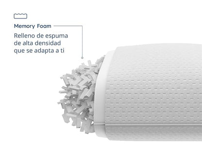 Luuna Almohada Ajustable Firme con Espuma de Memoria, Estándar 64 x 46 cm, Relleno 100% Memory Foam Triturado, Funda Lavable, Suavidad y Frescura Garantizada para tu Descanso, Hecho en México