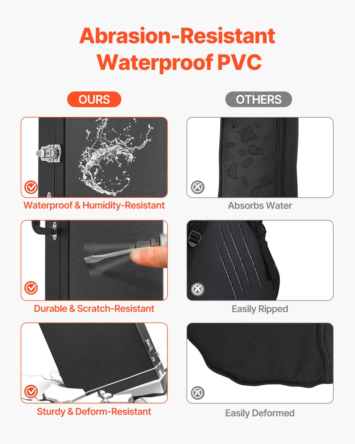 VEVOR - Funda rígida para guitarra de bajo, rectangular de 46.5 pulgadas, con cierre de llave, acolchado de PVC, forro suave, resistente al agua, funda rígida para guitarra de bajo de 39 a 46.5