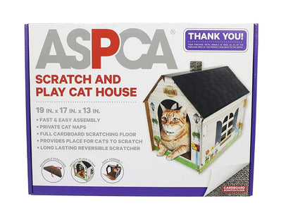 ASPCA Casa de Juegos de cartón para Gatos con rascador de Gatos, 19 Pulgadas de Largo x 13 Pulgadas de Ancho x 17 Pulgadas de Alto