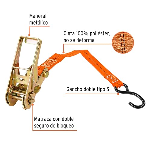 Truper SU-1125R, Sujetadores con matraca, carga máxima 1125 kg, 2 piezas