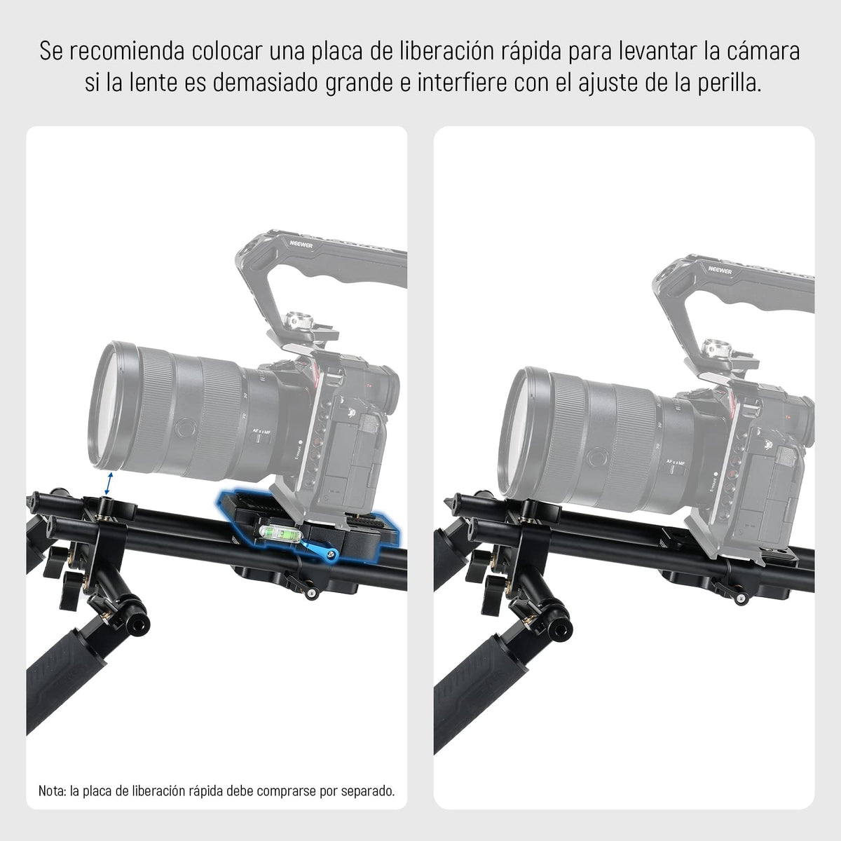 NEEWER Kit Plataforma de Hombro Universal, 16"/40cm Extendido 15mm, Soporte de Varas, Estabilizador de Cámara para Videocámara DSLR, Compatible con SmallRig Follow Focus/Lens Support/Matte Box, SR004