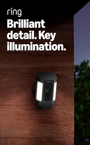 Cámara con luz de enfoque inalámbrica Ring Pro (Spotlight Cam Pro) - Detección de movimiento 3D, conversación bidireccional con Audio+ y Wi-Fi de doble banda, negra