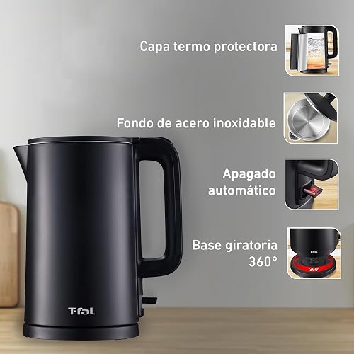 T-fal Hervidor Maxx Eléctrico de 1.5L KO1408U0 | Potencia 1350W, cuerpo seguro al tacto, base 360°, auto-apagado