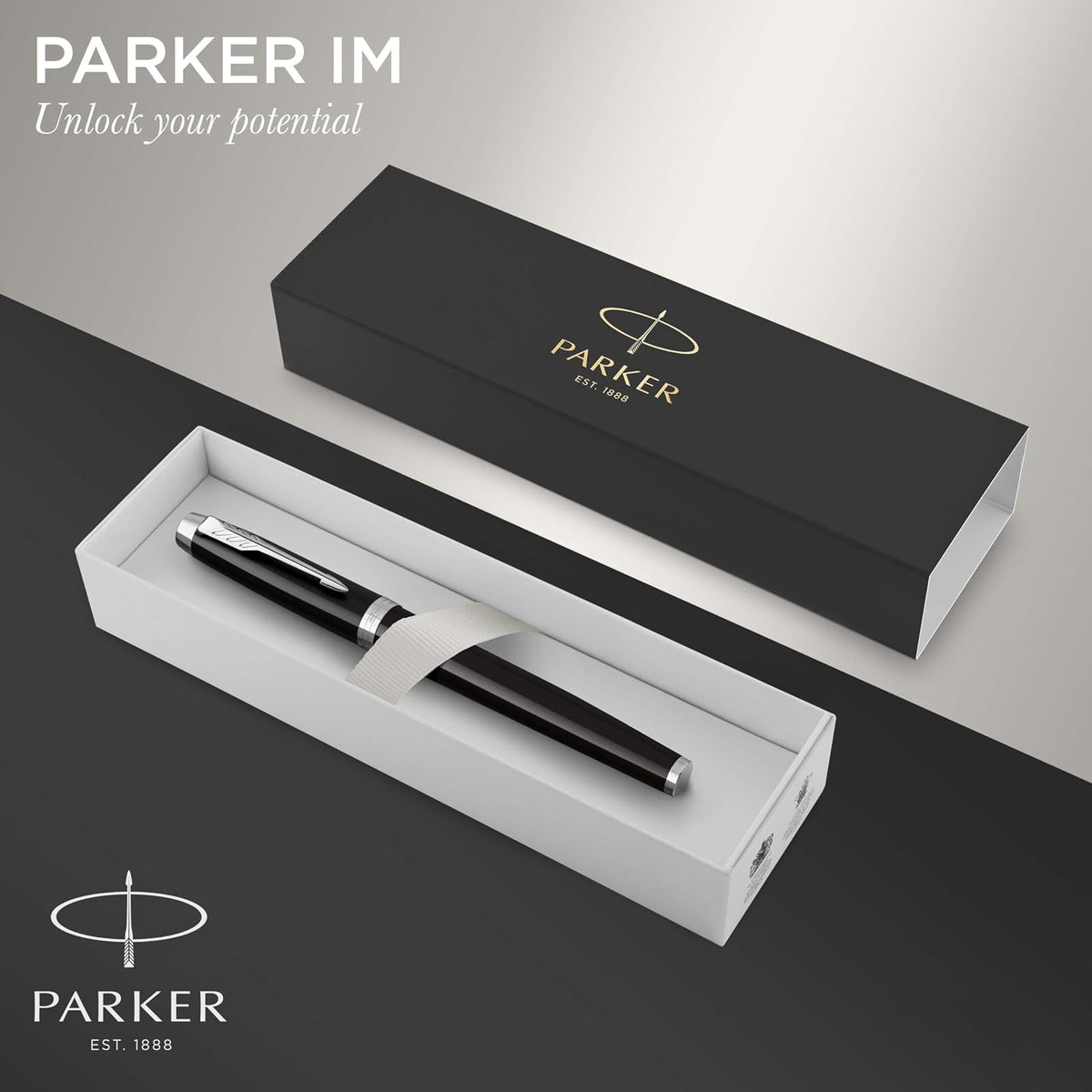 Parker IM Pluma Estilográfica, Negro (Black Chrome Trim), Punta Fina