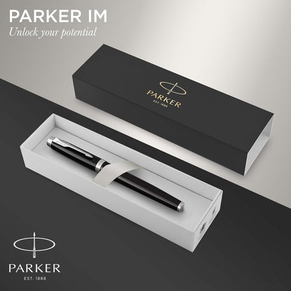 Parker IM Pluma Estilográfica, Negro (Black Chrome Trim), Punta Fina